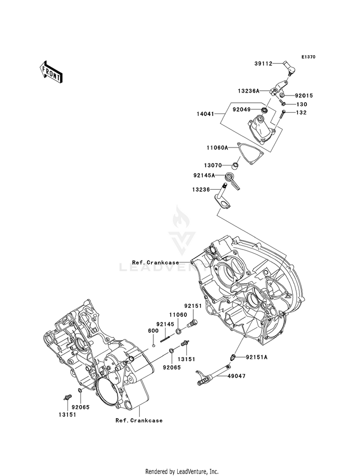 Gear Change Mechanism KVF750E8F Brute Force 750 4x4i Hardwoods Green HD (2008) Schematic