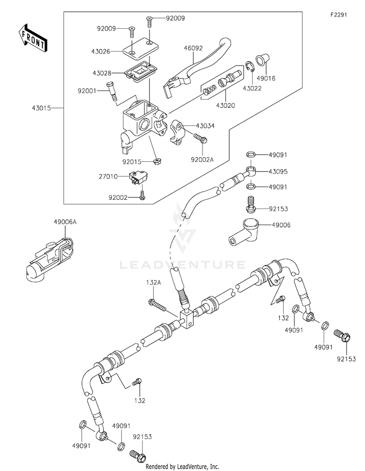 Front Master Cylinder KVF750LLF Brute Force 750 4x4i (2020) Schematic