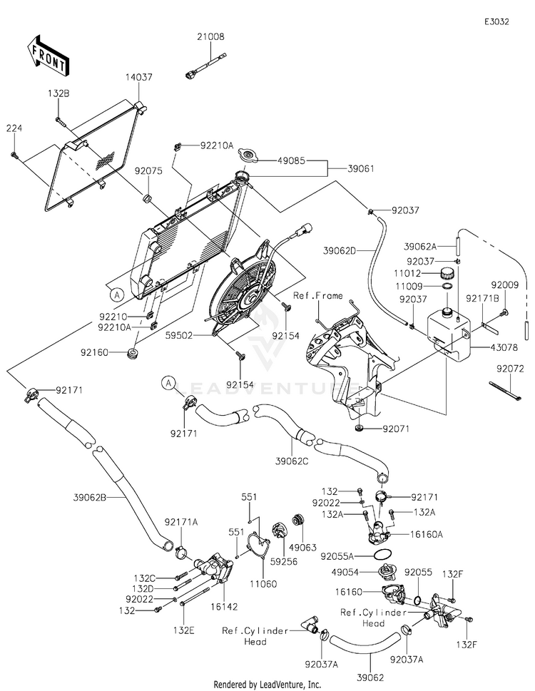 Radiator 2 KVF750JLF Brute Force 750 4x4i EPS (2020) Schematic