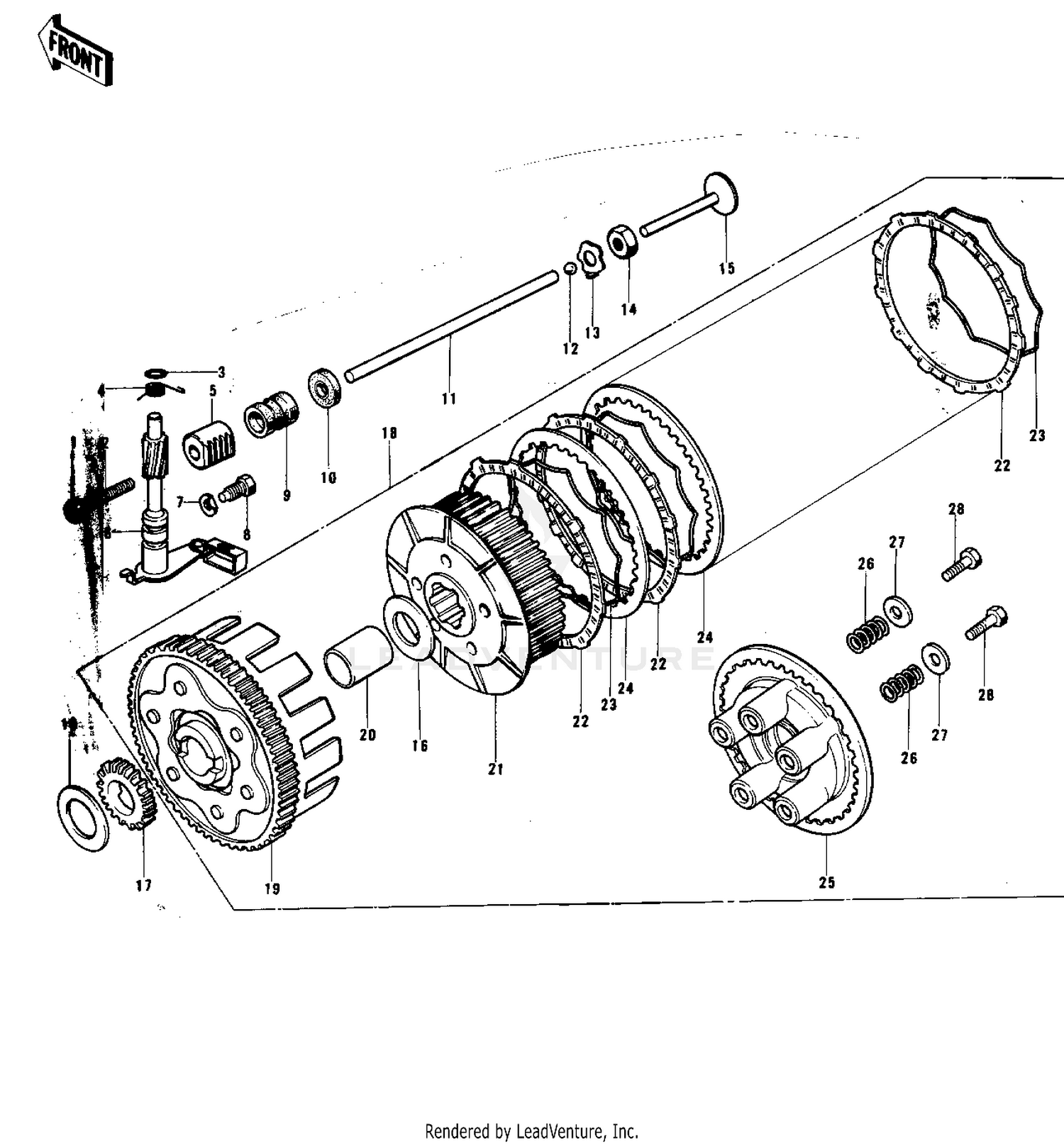 CLUTCH ('74-'76 KX125/A/A3)