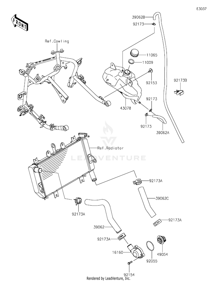Water Pipe EX400GPFBL Ninja 400 ABS (2023) Schematic