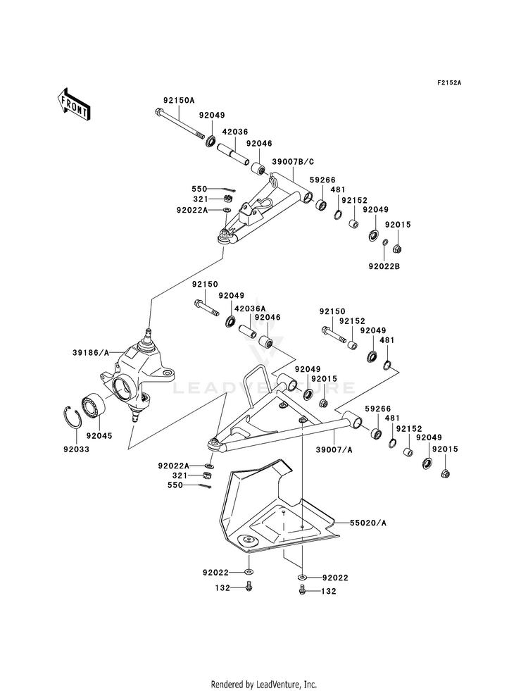 Front Suspension (Jkavfda1 6b524415-) KVF750A7F Brute Force 750 4x4i (2007) Schematic