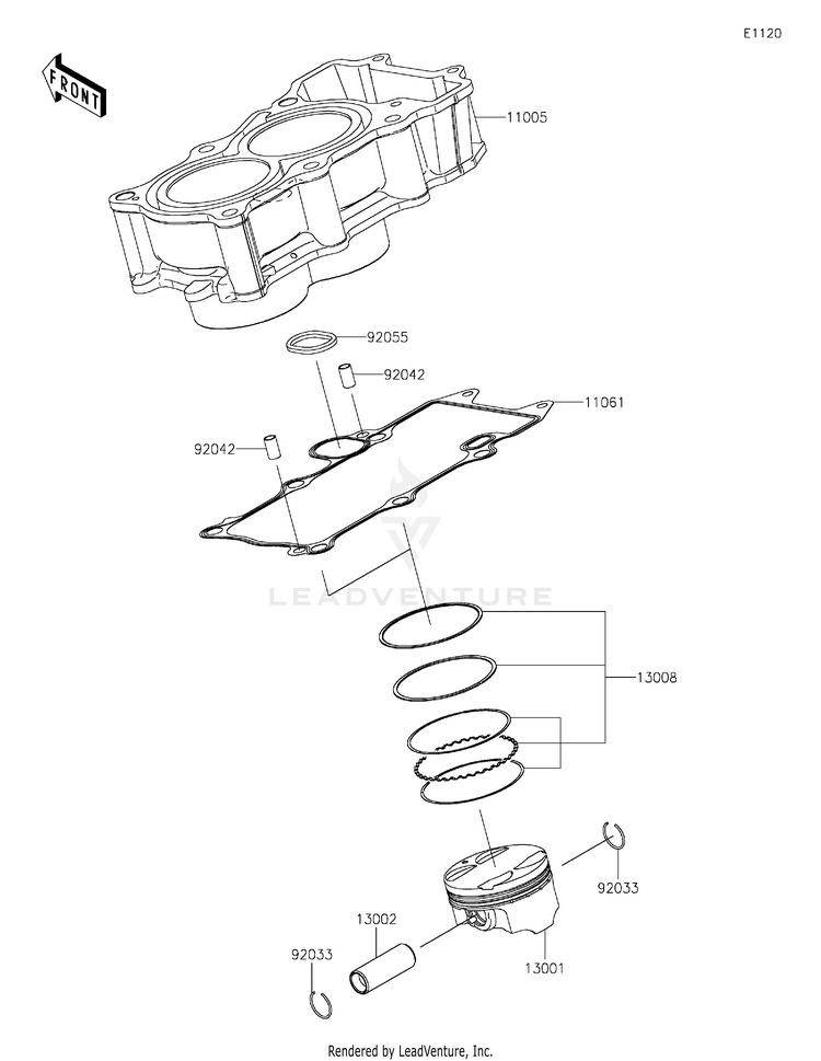 Cylinder/Piston(S) EX400GPFBL Ninja 400 ABS (2023) Schematic