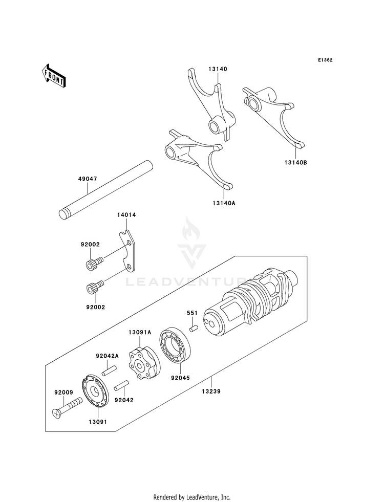 Gear Change Drum/Shift Fork(S) Schematic