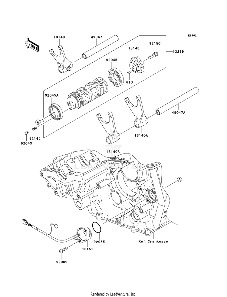 Gear Change Drum/Shift Fork(S) Schematic