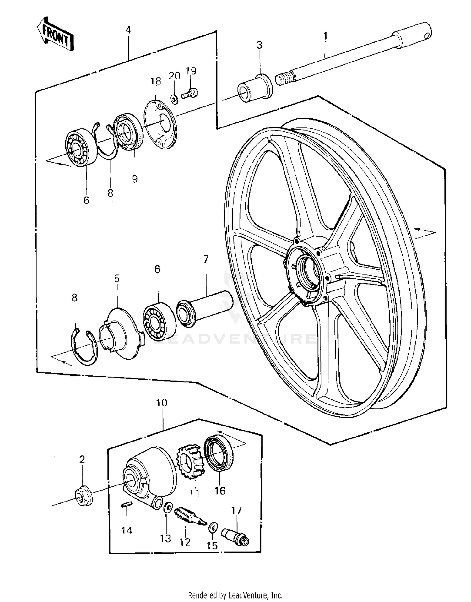 FRONT WHEEL/HUB (KZ550-A2)