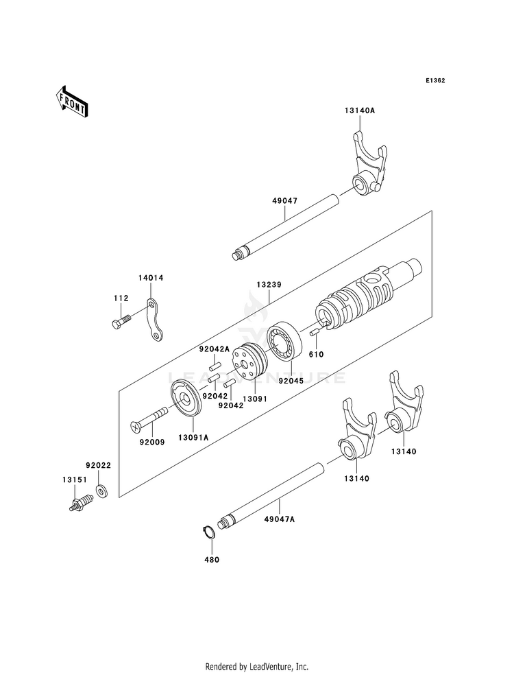 Gear Change Drum/Shift Fork(S) Schematic
