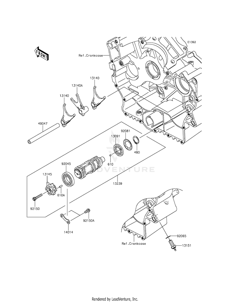 Gear Change Drum/Shift Fork(S) Schematic
