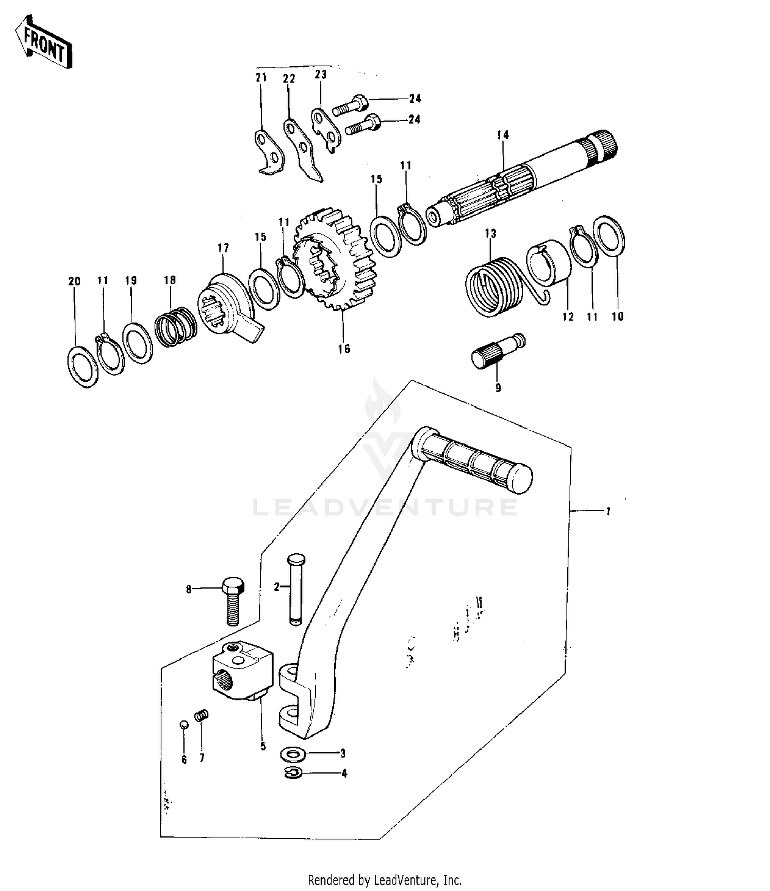 KICKSTARTER MECHANISM ('74-'76 KX125/A/A