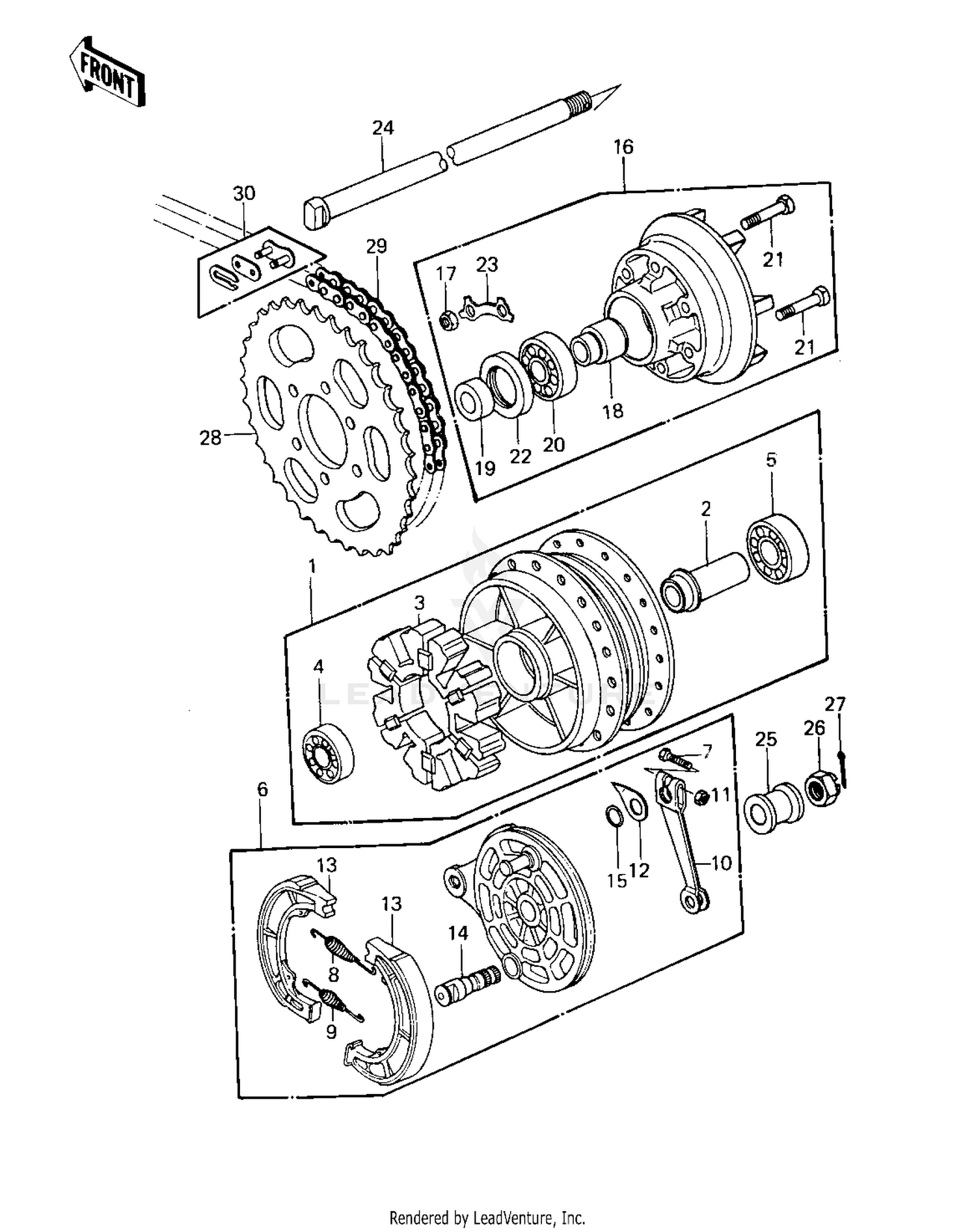 REAR HUB/BRAKE/CHAIN ('80 D1)