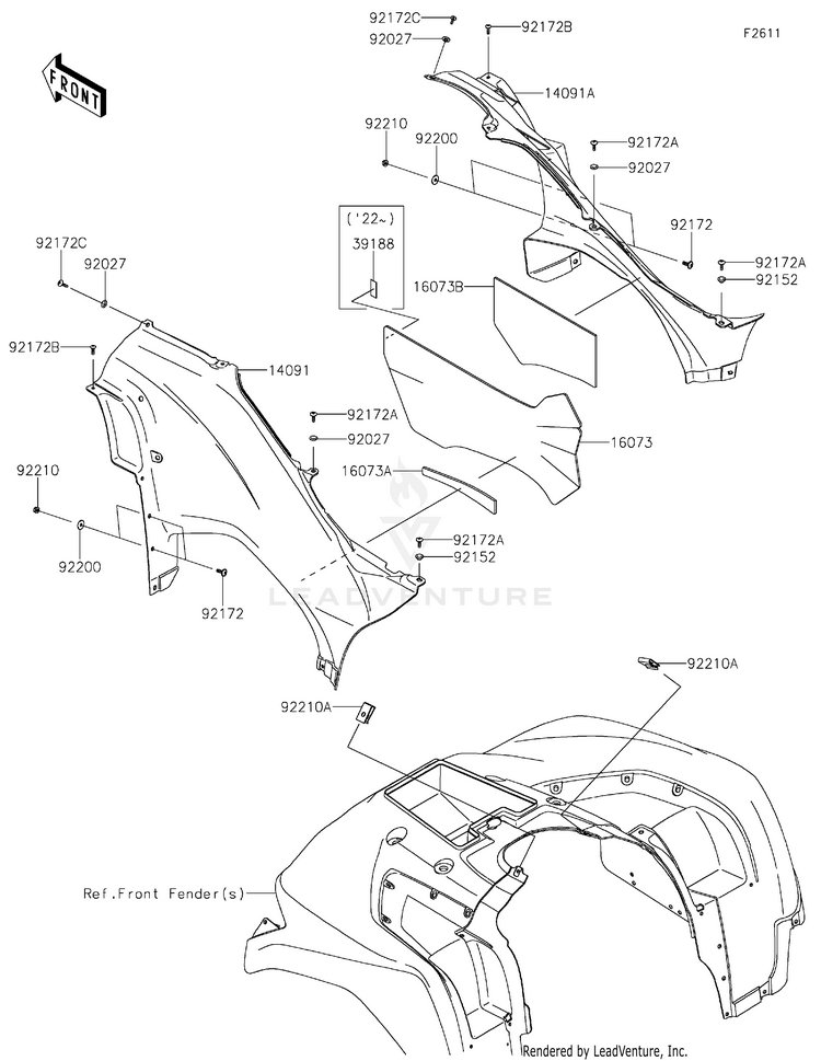 Side Covers KVF750JMFNN Brute Force 750 4x4i EPS (2021) Schematic
