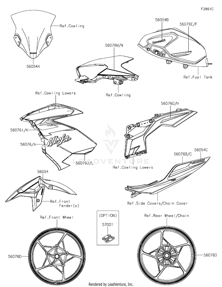 Decals(Gray)(Gpfbn/Gpfbl) EX400GPFBL Ninja 400 ABS (2023) Schematic