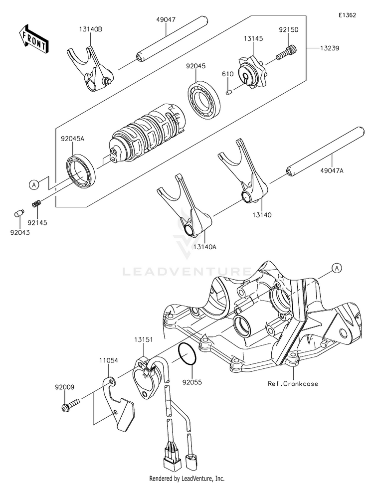 Gear Change Drum/Shift Fork(S) Schematic