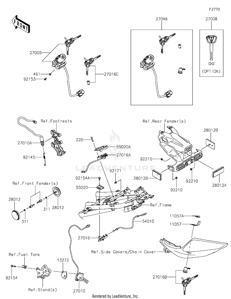 Ignition Switch/Locks/Reflectors EX400GPFBL Ninja 400 ABS (2023) Schematic