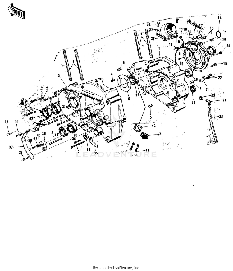 Crankcase ('74-'75 F9-B/F9-C 350) Schematic