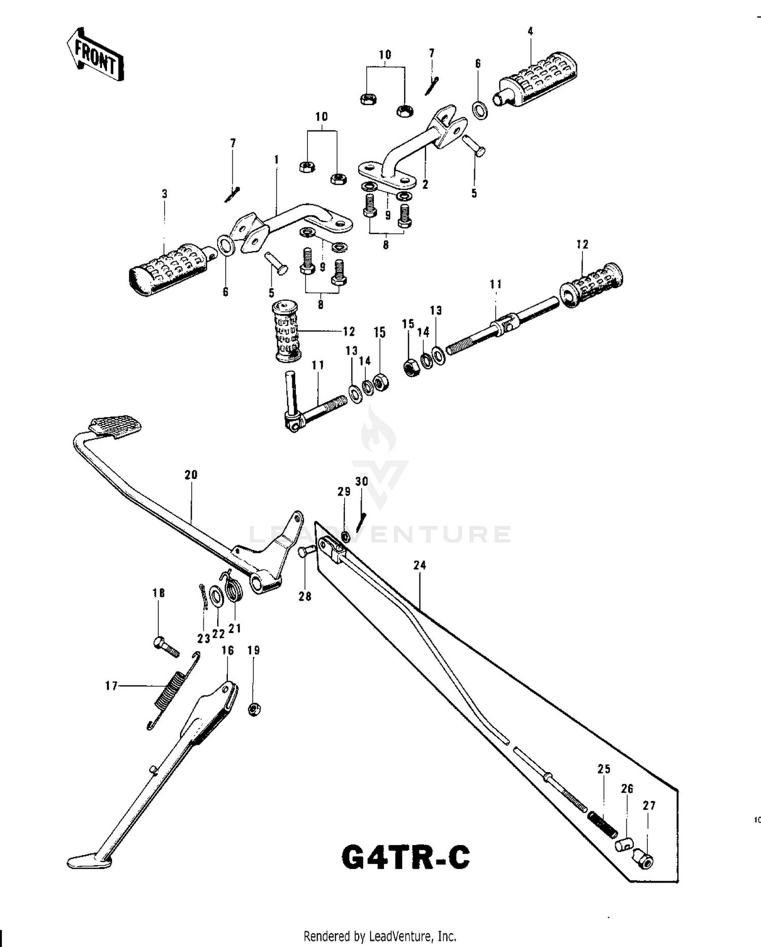 FOOTRESTS/STAND/BRAKE PEDAL G4TR-C ('70-