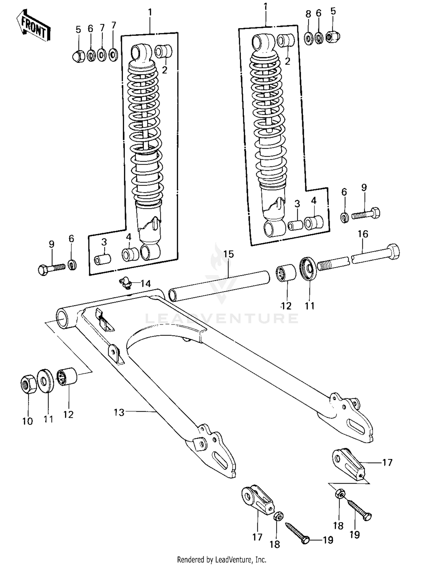 SWING ARM/SHOCK ABSORBERS ('80 B1)
