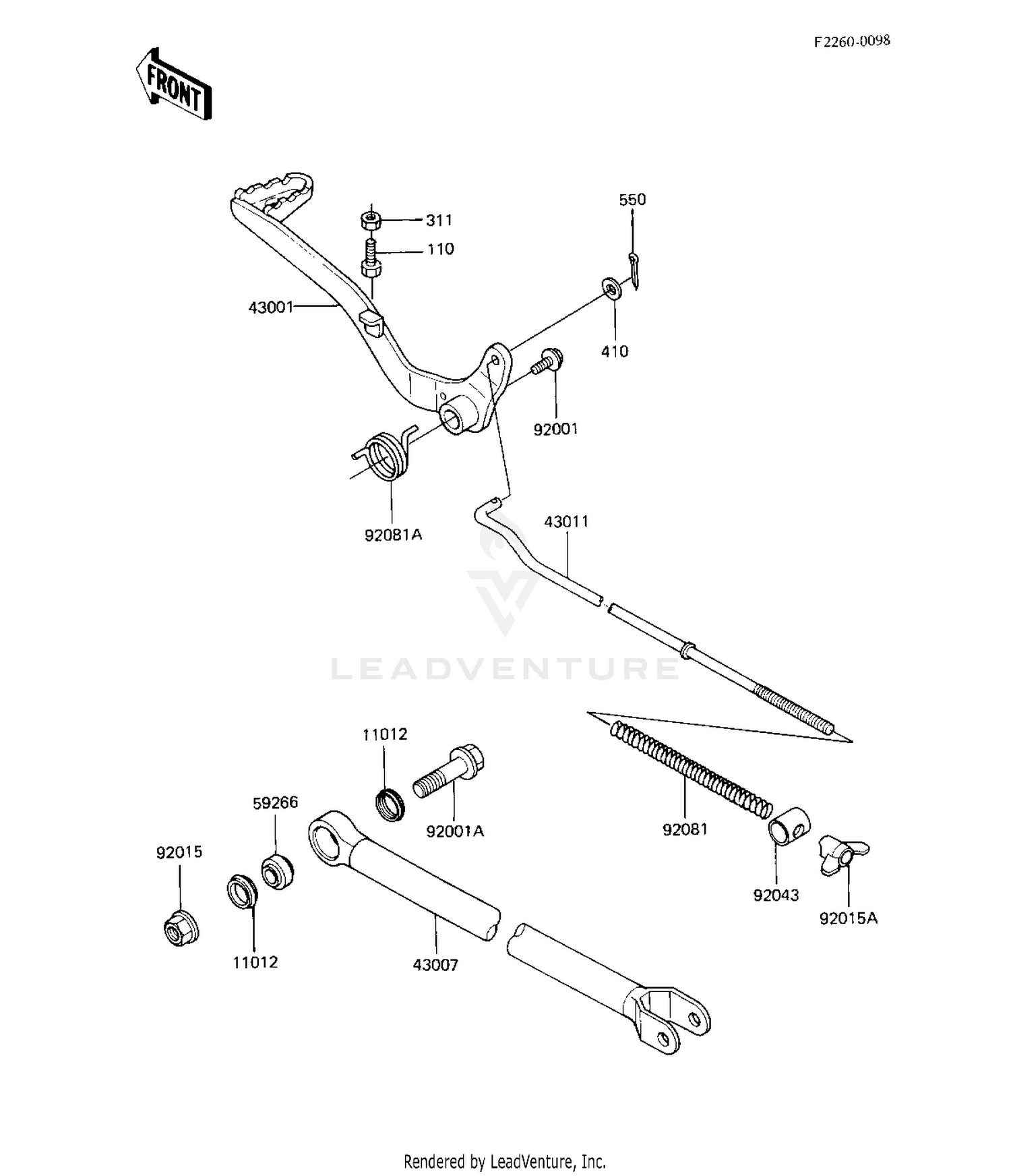 BRAKE PEDAL/TORQUE LINK (KX125-B2)