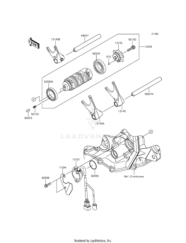 Gear Change Drum/Shift Fork(S) Schematic