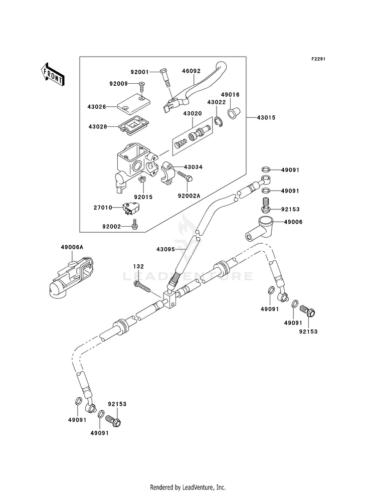 Front Master Cylinder KVF360AAF Prairie 360 4X4 (2010) Schematic