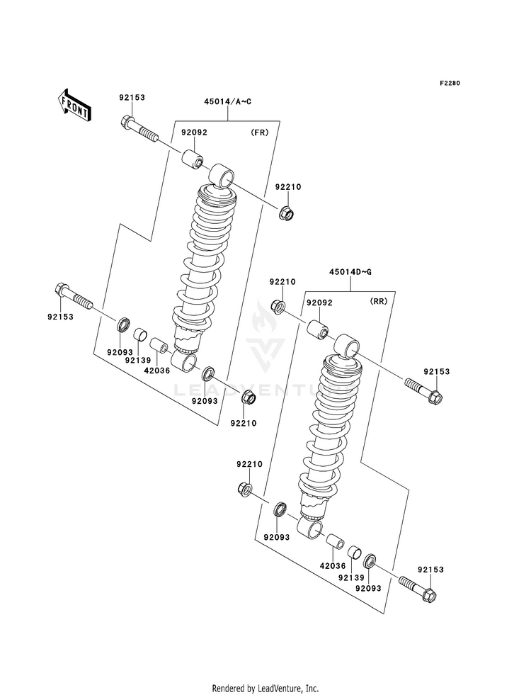 Shock Absorber(S) KVF750D8F Brute Force 750 4x4i (2008) Schematic
