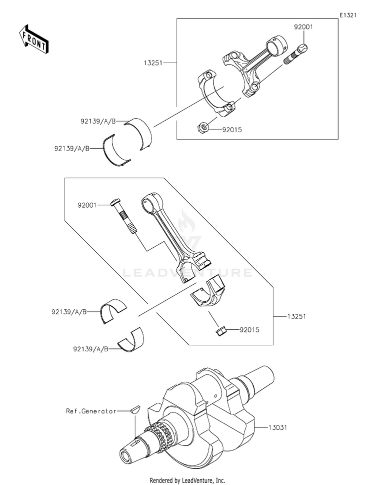 Crankshaft KVF750LLF Brute Force 750 4x4i (2020) Schematic