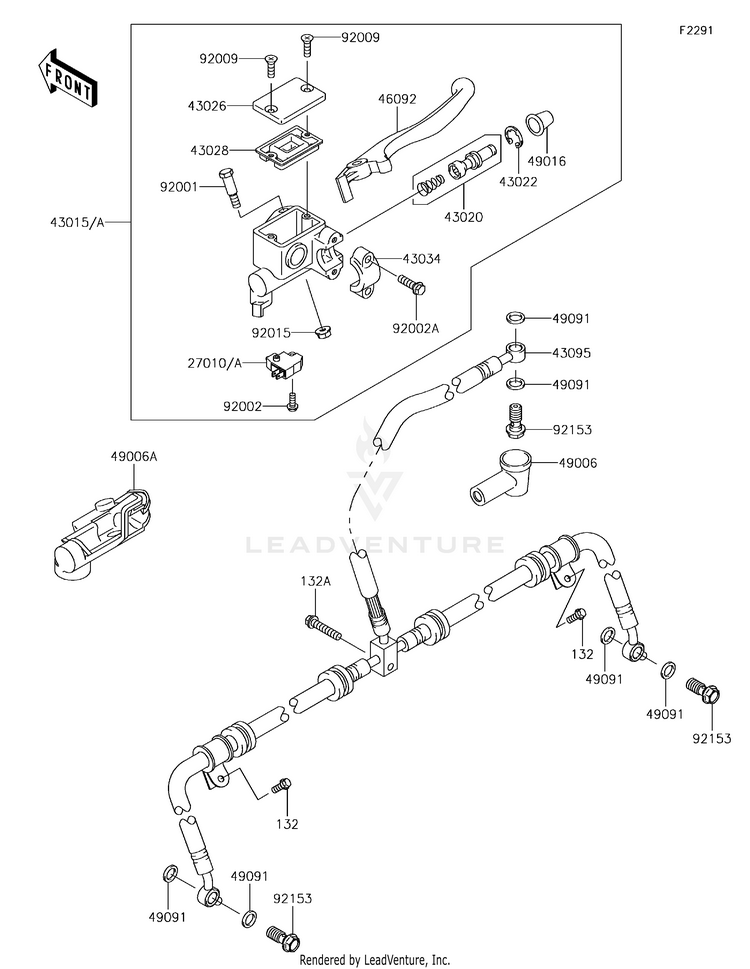 Front Master Cylinder KVF750LGF Brute Force 750 4x4i (2016) Schematic