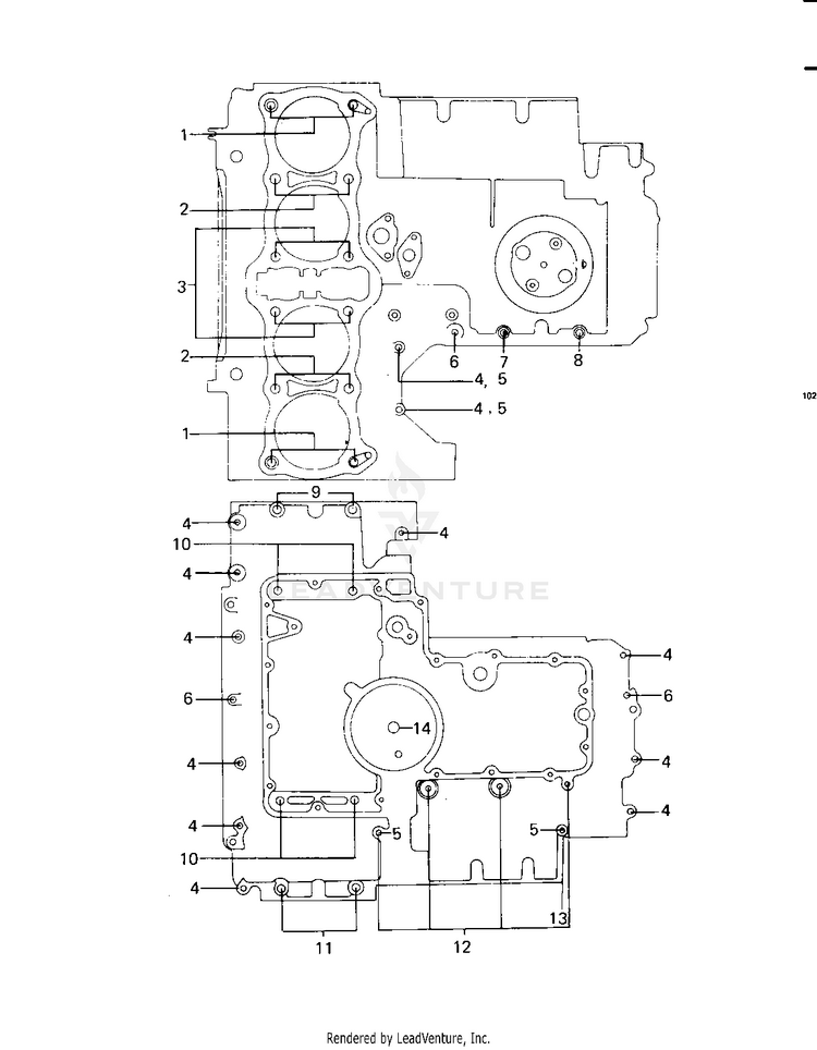 Crankcase Bolt & Stud Pattern ('79-'81 C Schematic