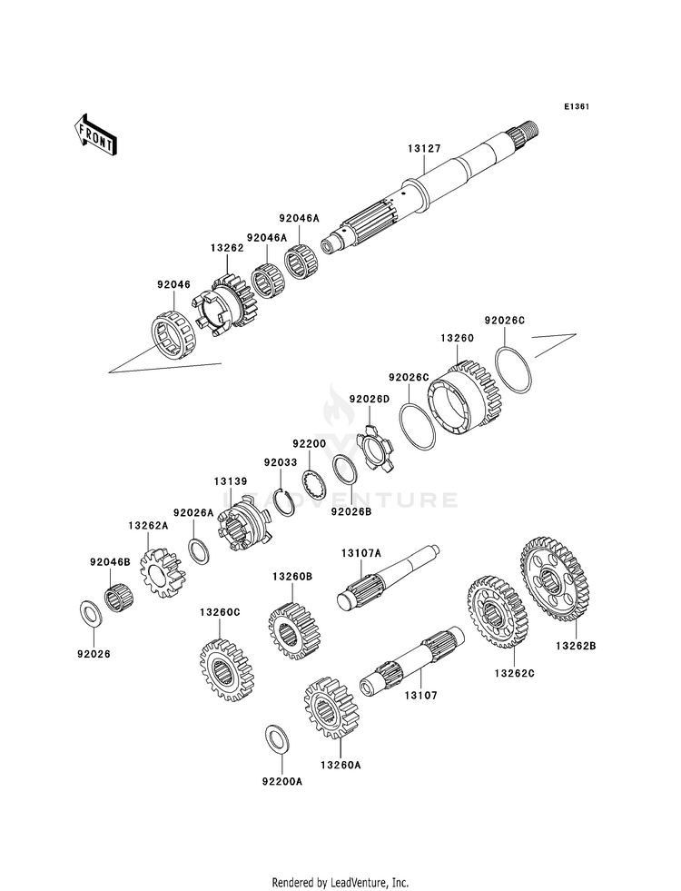 Transmission KVF650F8F Brute Force 650 4x4i (2008) Schematic