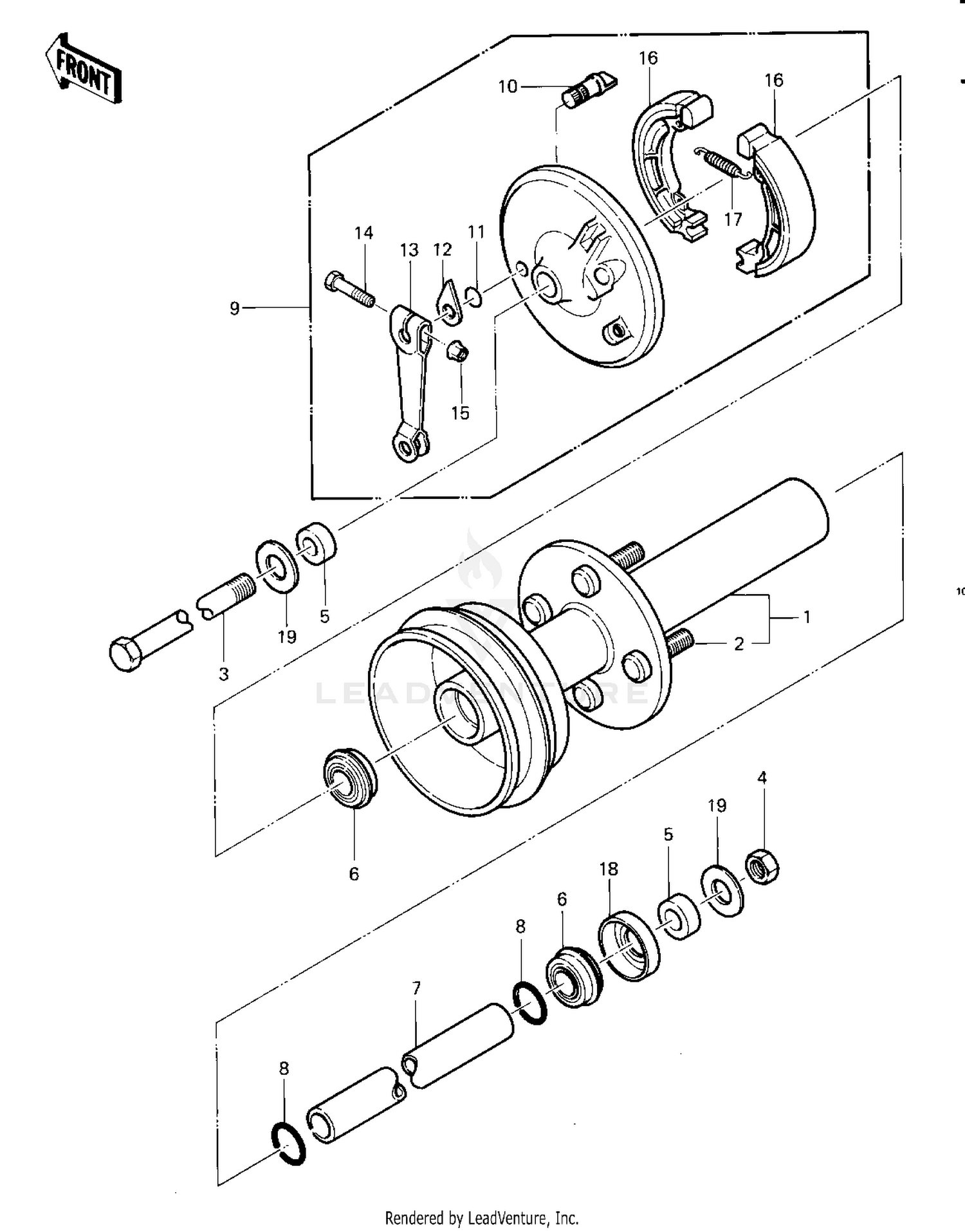 FRONT HUB/BRAKE ('83 KLT200-C1)