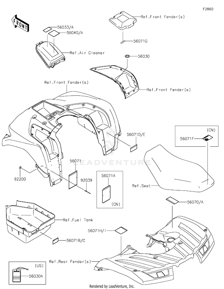 Labels KVF750GLF Brute Force 750 4x4i EPS (2020) Schematic