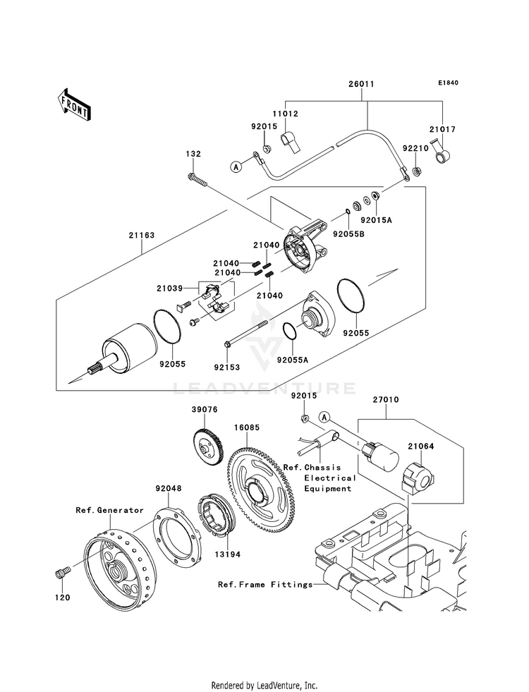 Starter Motor KVF750D8F Brute Force 750 4x4i (2008) Schematic