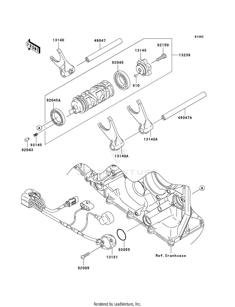 Gear Change Drum/Shift Fork(S) Schematic