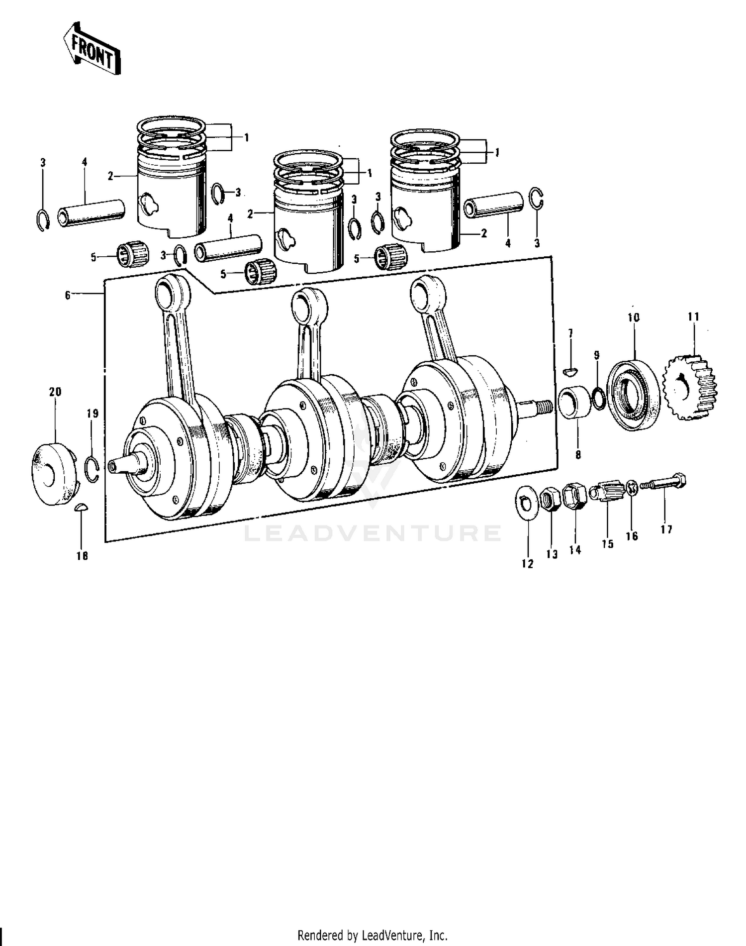 CRANKSHAFT/PISTONS ('76-'78 A3/A4/A5)