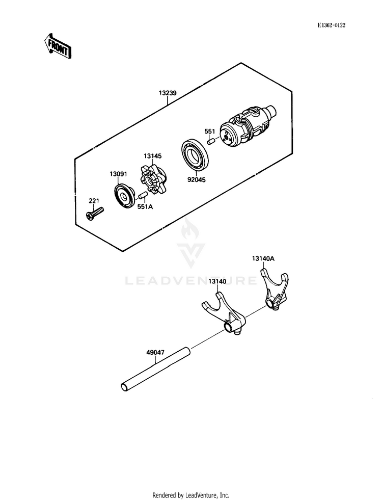 Gear Change Drum/Shift Fork(S) Schematic