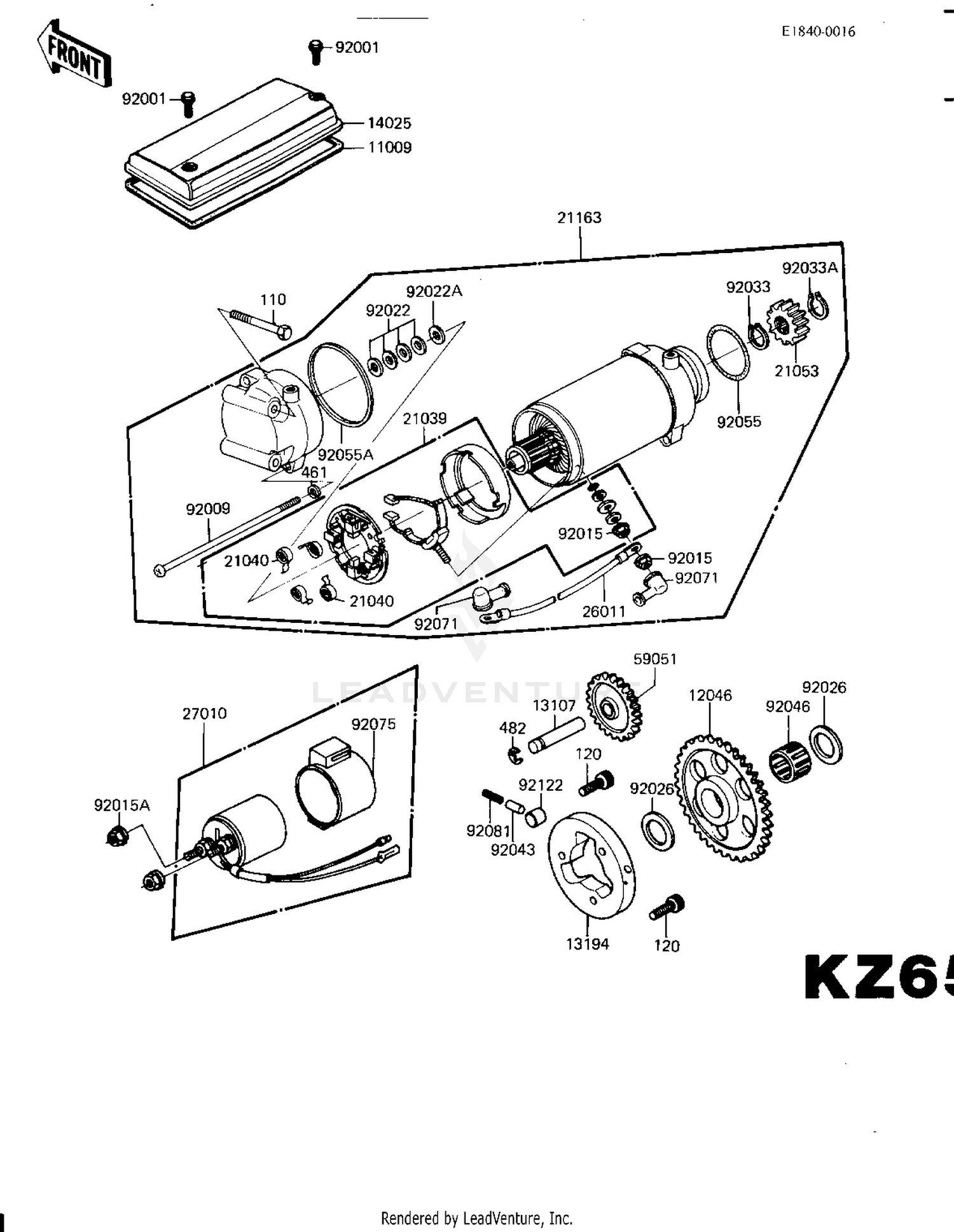 STARTER MOTOR/STARTER CLUTCH (KZ650-H2)