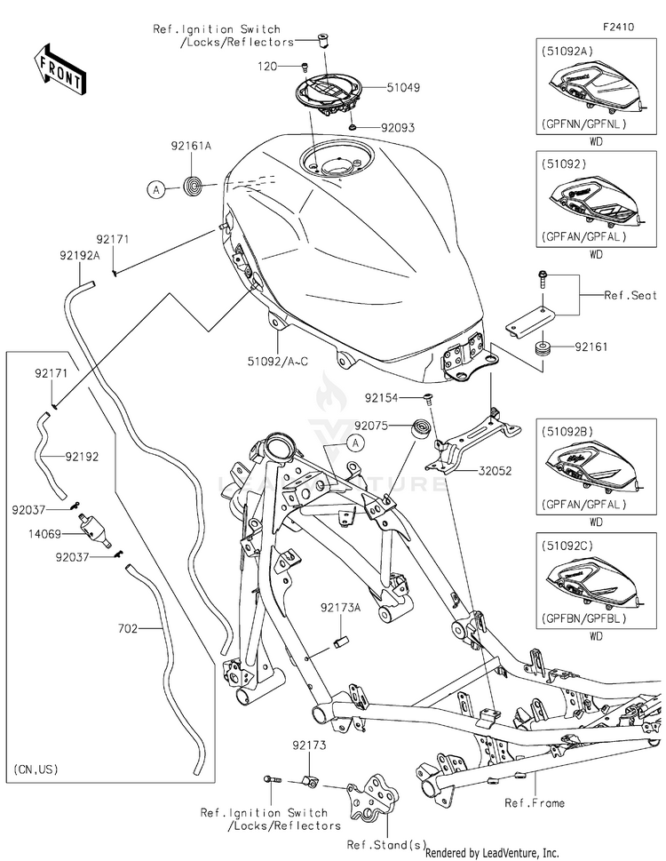 Fuel Tank EX400GPFBL Ninja 400 ABS (2023) Schematic
