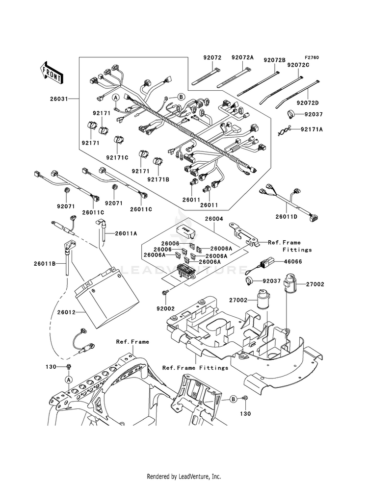 Chassis Electrical Equipment KVF750E8F Brute Force 750 4x4i Hardwoods Green HD (2008) Schematic