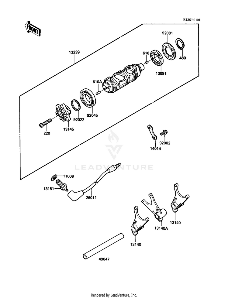 Gear Change Drum/Shift Fork(S) Schematic