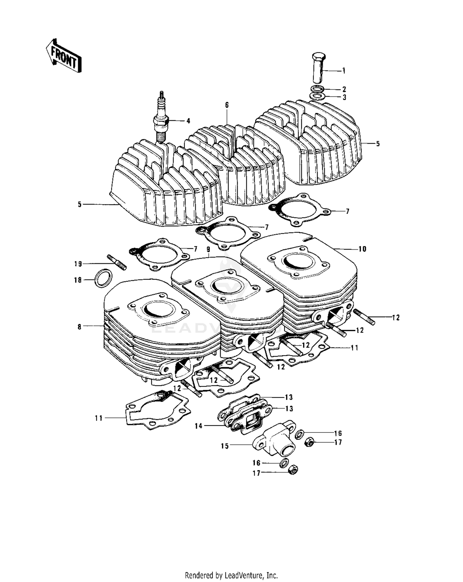 CYLINDER HEADS/CYLINDERS ('73-'75 D/E/F