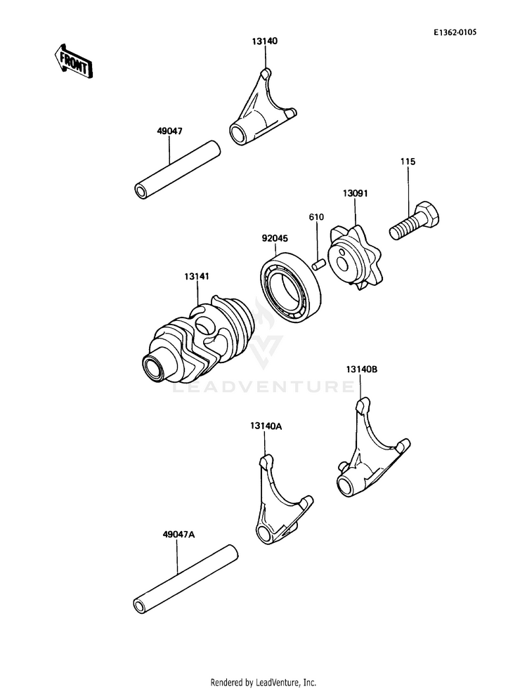 Gear Change Drum/Shift Fork(S) Schematic