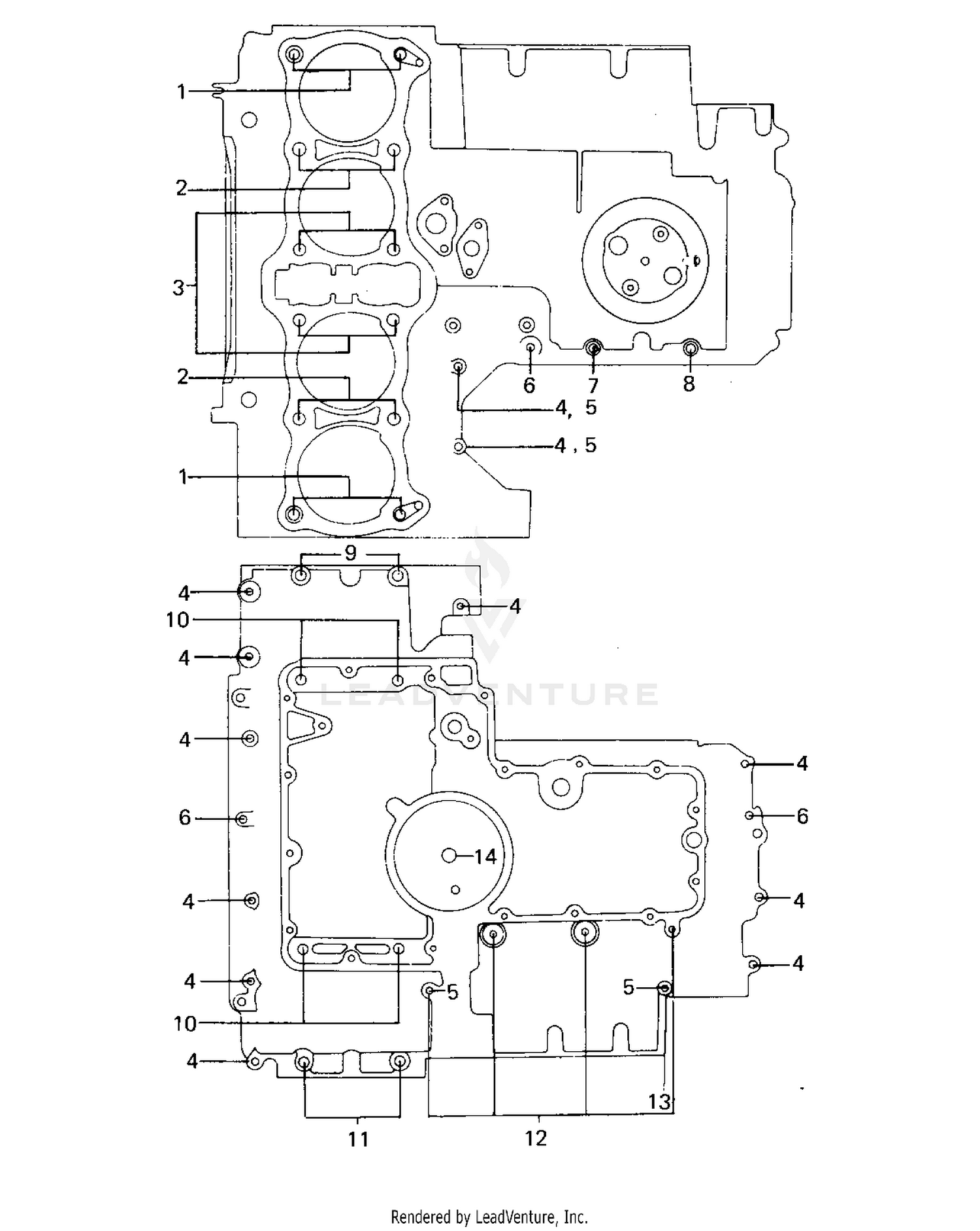 CRANKCASE BOLT & STUD PATTERN ('79-'80 A