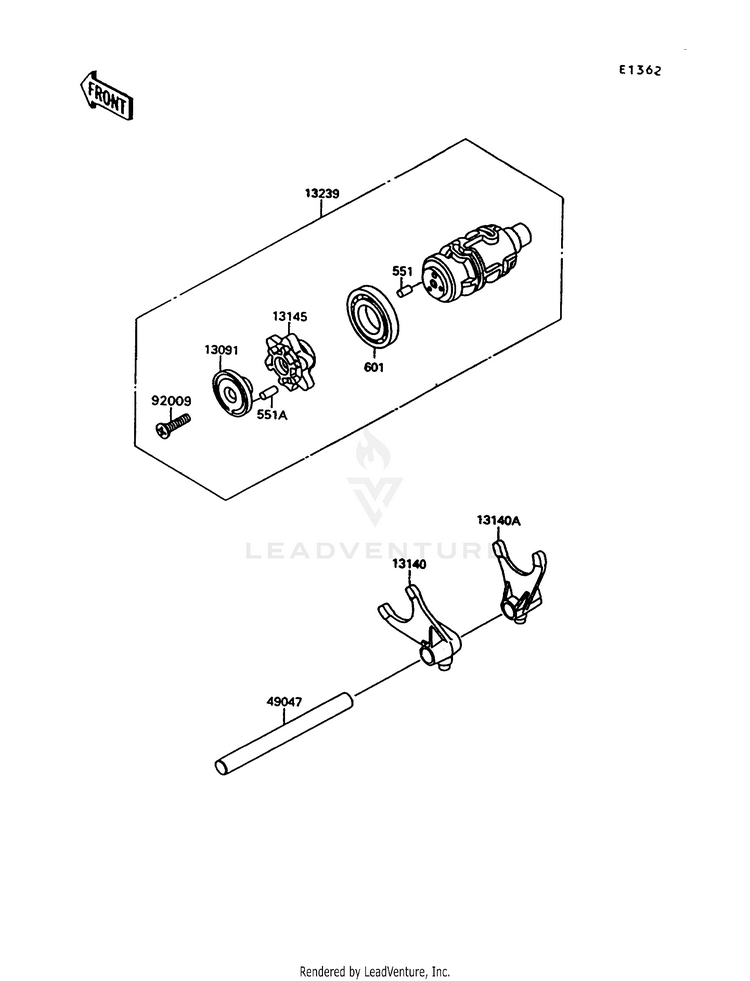 Gear Change Drum/Shift Fork(S) Schematic