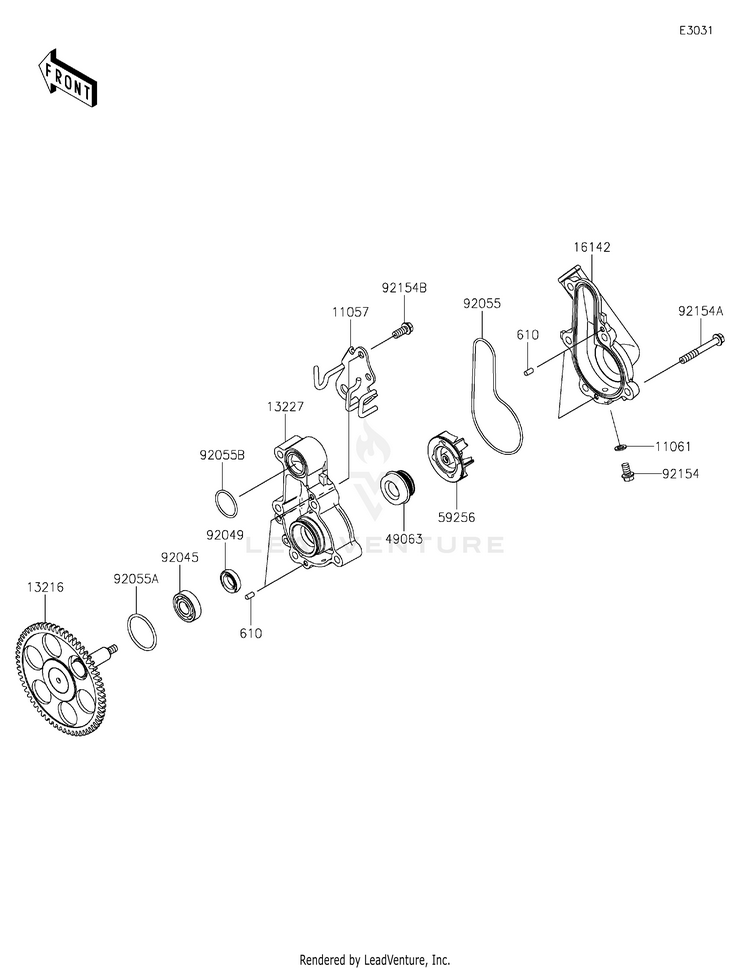 Water Pump EX400GPFBL Ninja 400 ABS (2023) Schematic