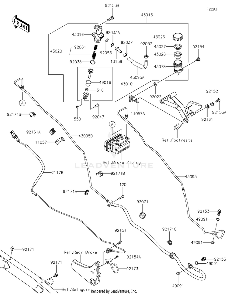 Rear Master Cylinder 2 KL650HNFAL KLR650 Adventure (2022) Schematic