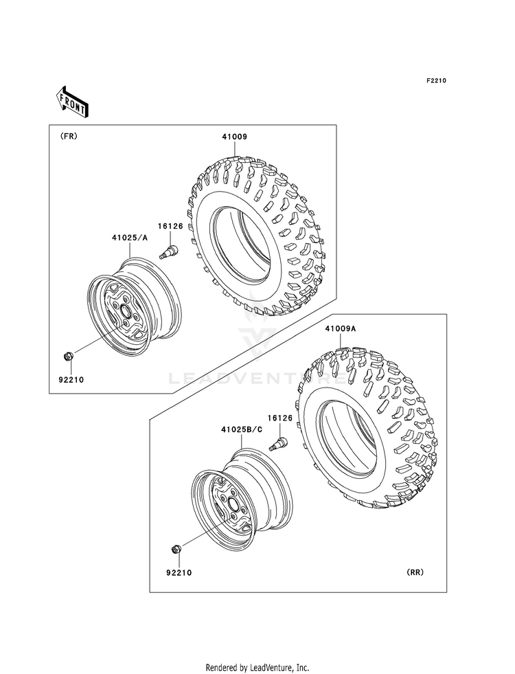 Wheels/Tires KVF650F8F Brute Force 650 4x4i (2008) Schematic