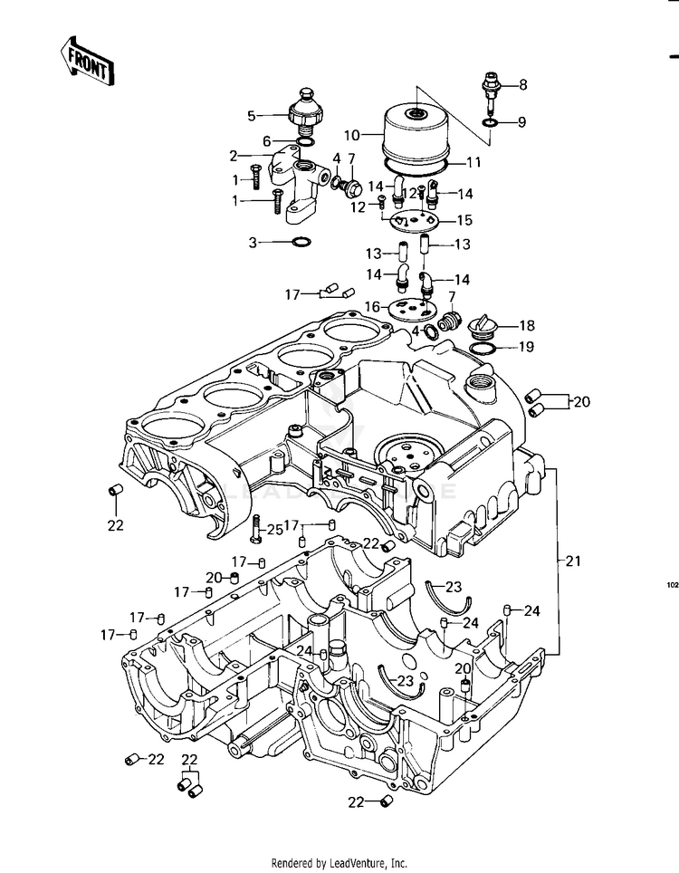 Crankcase/Breather Cover ('79-'81 C2/C3/ Schematic