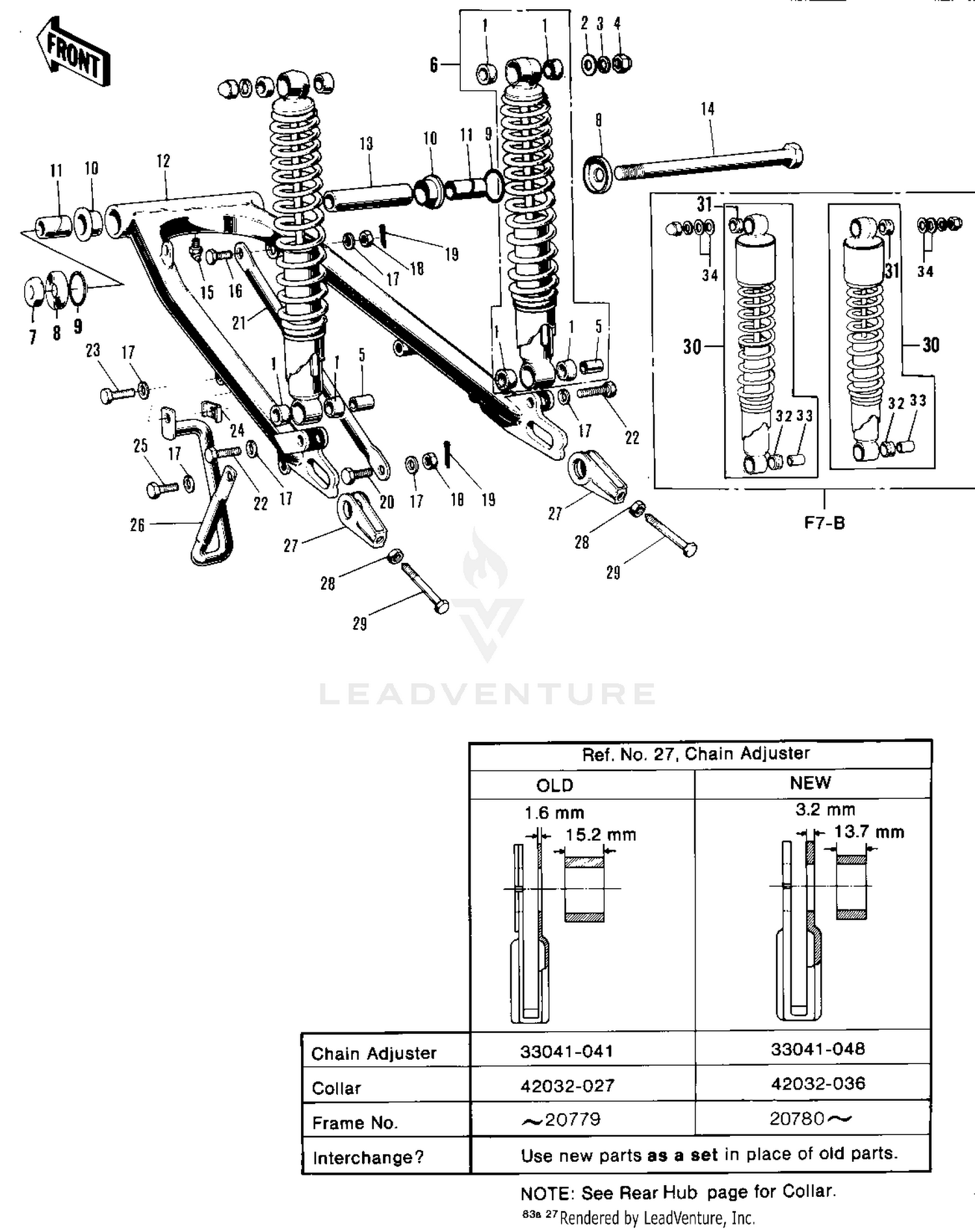 SWING ARM/SHOCK ABSORBERS ('71-'73 F7/F7