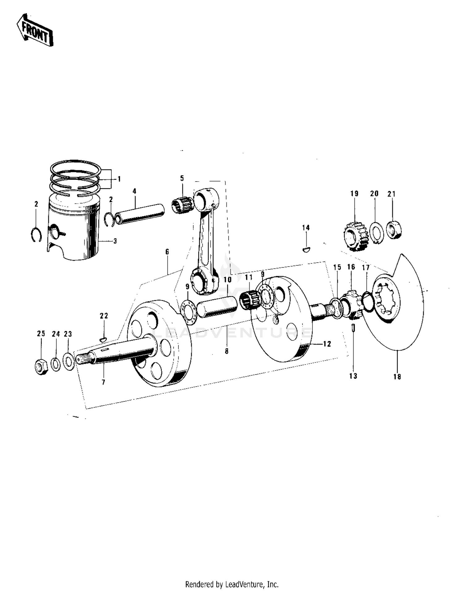 CRANKSHAFT/PISTON/ROTARY VALVE ('74-'75