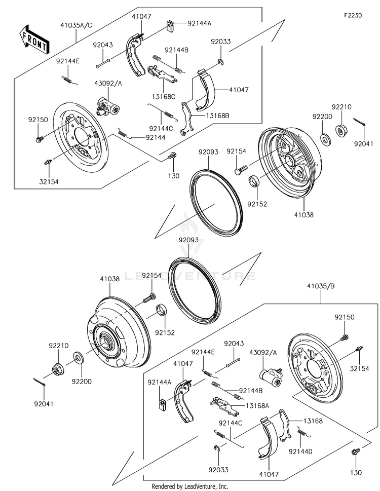 Front Hubs/Brakes Schematic
